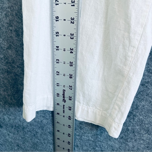 PURE AMICI Linen Cotton Wide Leg Pants Pockets White Drawstring Size Medium NWT - Picture 9 of 10